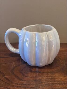 Iridescent White Pumpkin-Shaped Mug